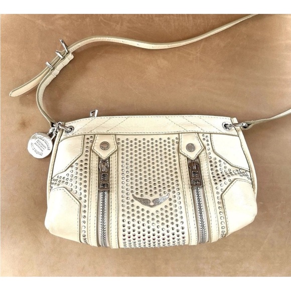 Zadig & Voltaire Sunny Mood Studs Flash Ecru Medallion Charm Crossbody Bag - Picture 1 of 16